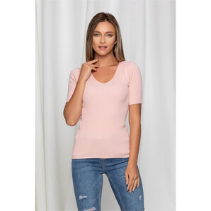 Bluza Cary roz din tricot reiat