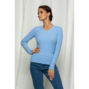 Bluza Clara bleu din tricot reiat