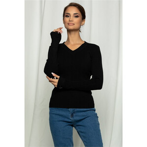 Bluza Clara neagra din tricot reiat