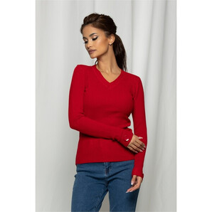 Bluza Clara rosie din tricot reiat