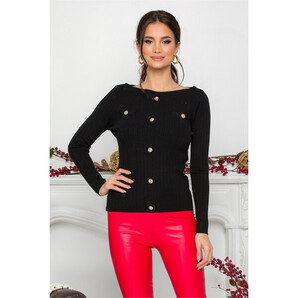 Bluza Danielle neagra cu nasturi decorativi