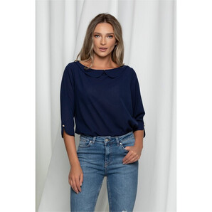 Bluza Ester bleumarin cu guler rotund