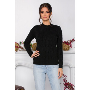 Bluza Irina neagra din tricot cu model in relief