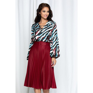 Bluza LaDonna bleu satinata cu dungi si maneci lungi