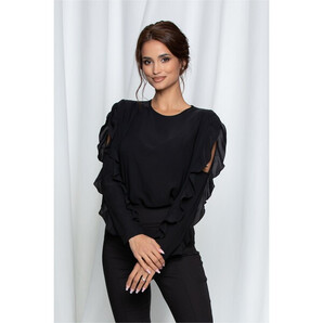 Bluza LaDonna neagra cu umerii goi si volanase pe maneci