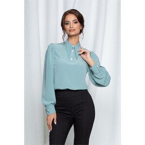 Bluza LaDonna verde mint cu nasturi perlati si guler ascutit