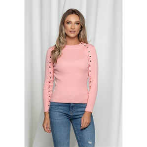 Bluza Lara roz cu capse decorative pe maneci