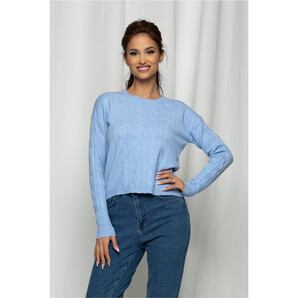 Bluza Lily bleu cu aspect impletit