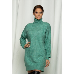 Bluza lunga Cori verde tricotata cu guler