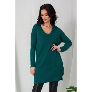 Bluza lunga Samira turcoaz din tricot