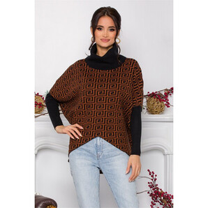 Bluza Mara maro cu imprimeu geometric si guler maxi