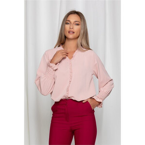 Bluza Rachel roz cu volanase discrete