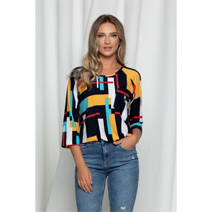 Bluza Sima multicolora cu imprimeuri geometrice