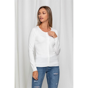 Bluza Theo alba cu nasturi