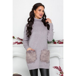 Bluza Vera gri cu buzunare imblanite