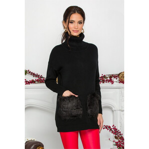 Bluza Vera neagra cu buzunare imblanite