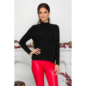 Bluza Vera neagra din tricot cu model geometric