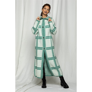 Cardigan verde mint lung cu gluga