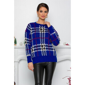 Pulover Adi albastru cu imprimeu picior de cocos