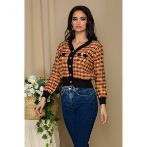 Pulover Dariana galben cu detalii rosii