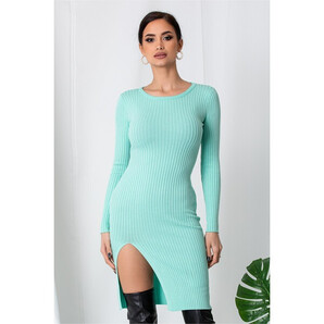 Rochie Anna verde mint din tricot reiat