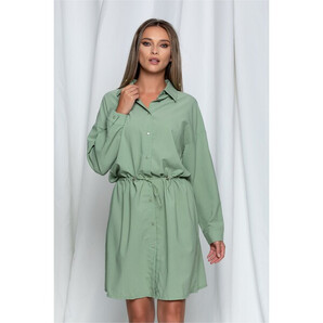 Rochie Betsy tip camasa verde cu snur in talie