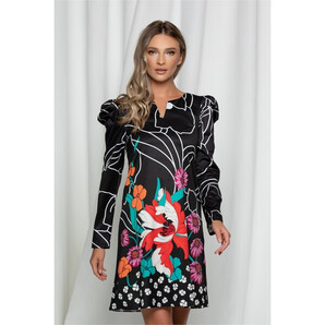 Rochie Daria neagra cu imprimeu floral