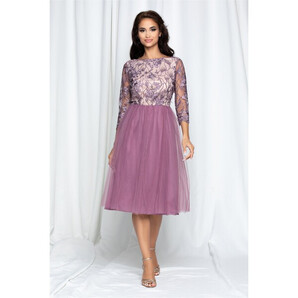 Rochie Dy Fashion Dyana lila din tulle cu broderie la bust