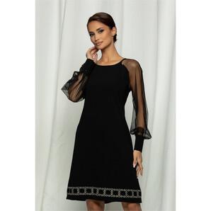 Rochie Geo neagra cu plasa pe maneci