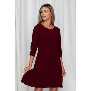 Rochie Gilly bordo cu design plisat la baza