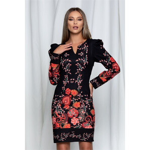 Rochie Gyana neagra cu imprimeu floral