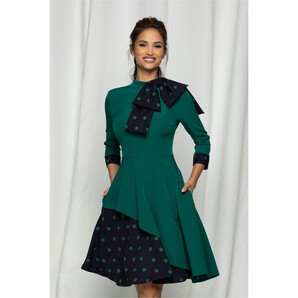 Rochie MBG verde cu fundita si bulinute