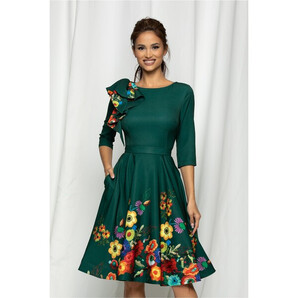 Rochie MBG verde cu imprimeu floral