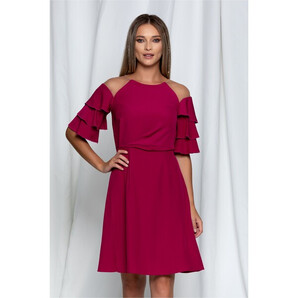 Rochie Moze fucsia cu volane pe maneci