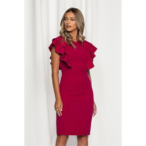 Rochie Moze magenta cu volane la bust