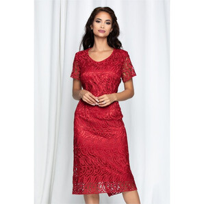 Rochie Sandra rosie din dantela