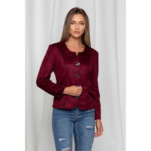 Sacou Barbara bordo din imitatie de piele intoarsa