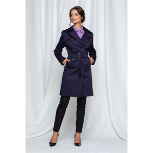 Trench Vera bleumarin cu cordon in talie