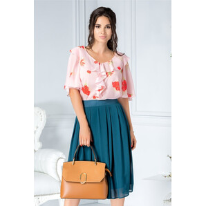 Bluza Future roz pudra cu imprimeu floral rosu