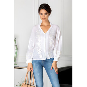 Camasa Alis casual alba cu broderie
