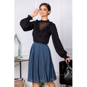 Fusta Melissa midi office albastru petrol