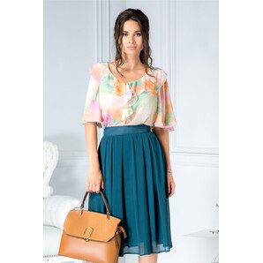 Fusta Melissa midi office verde petrol