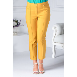 Pantalon Dalida galben mustar cu dunga office