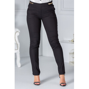 Pantalon Fofy office negru cu aplicatii aurii