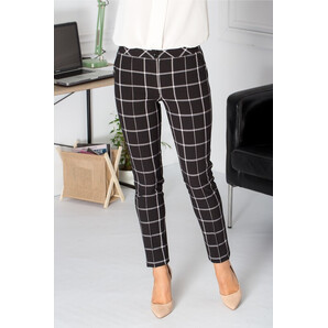 Pantaloni LaDonna negri cu carouri mari
