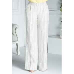 Pantaloni Malia evazati albi cu dungi