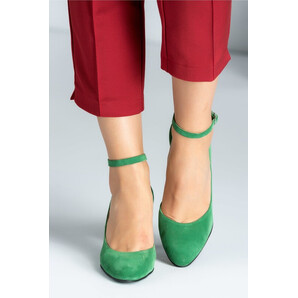 Pantofi dama verzi din piele intoarsa