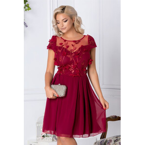 Rochie Alina bordo cu broderie 3D