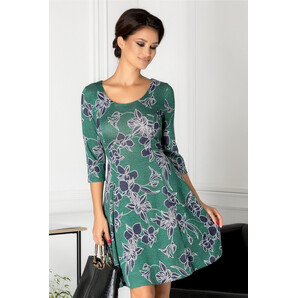 Rochie Alyna verde cu imprimeu floral bleumarin