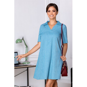 Rochie Amber bleu office evazata